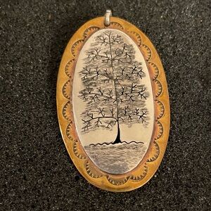 Tree of Life Pendant with Cooper and Stainless Steel - Signed